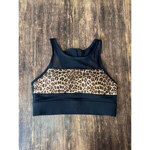 Zyia Active Cheetah Sports Bra Black Leopard Print Women's Size Small